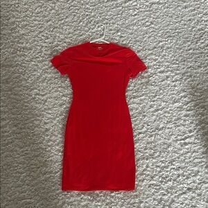 SKIMS Red Short-Sleeve Midi Bodycon Dress